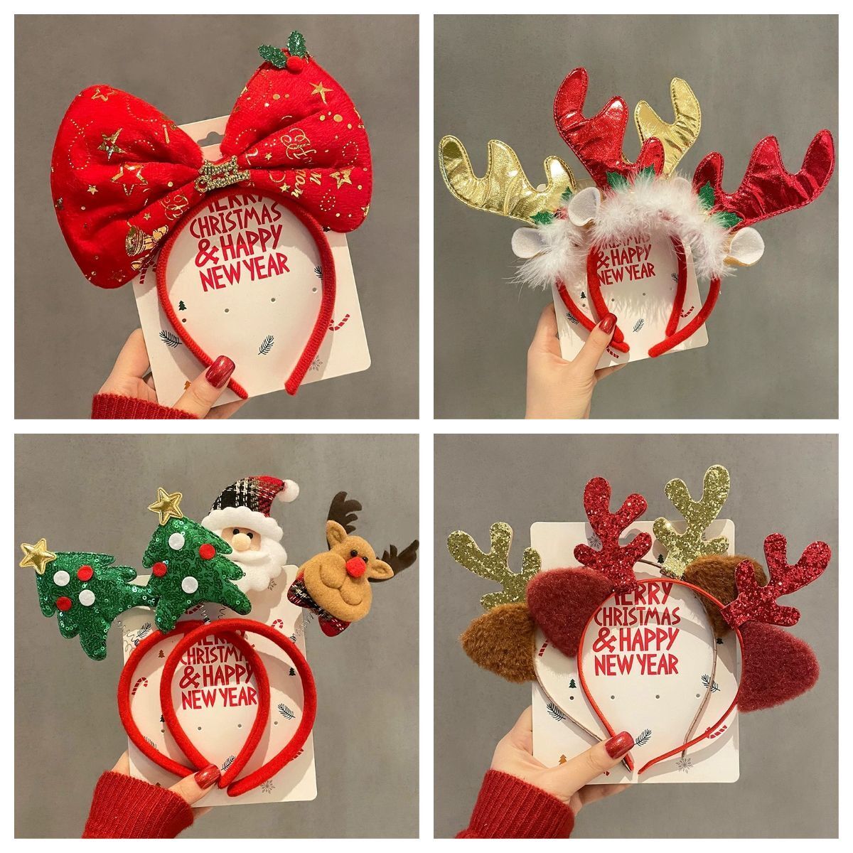 Reindeer Antlers Headband - 1~10개 세트 크리스마스 헤어밴드, 눈사람, 순록