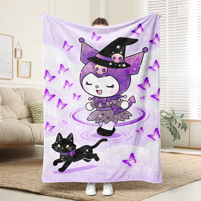 Christmas Throw Blanket - 산리오 담요 아늑한 보라색 마녀 검은