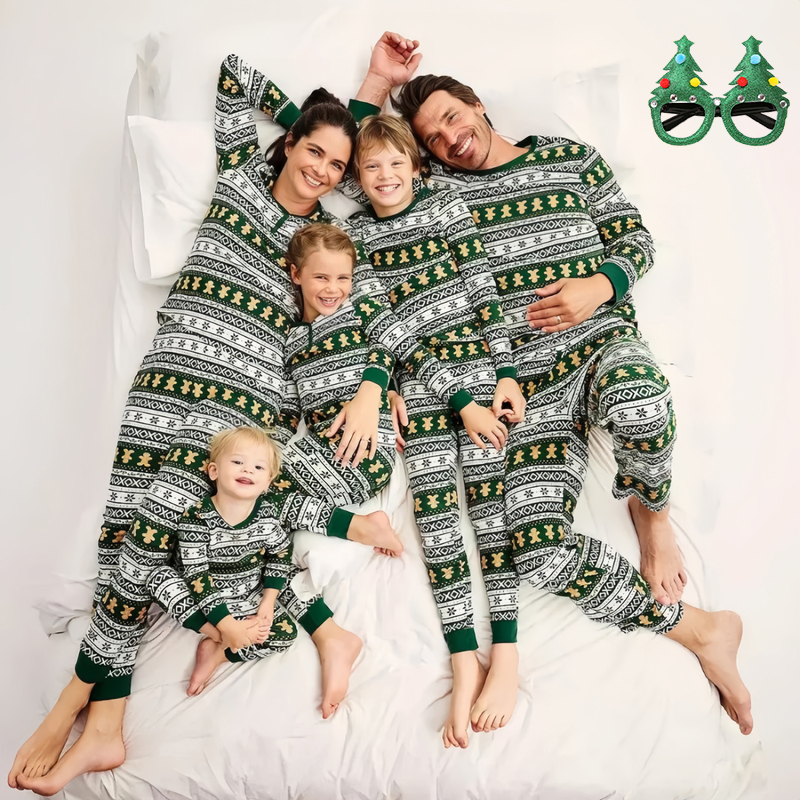 Christmas Throw Blanket - 진저브레드맨 빈티지 프린트 크리스마스 파자마 가족