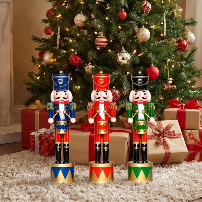 Nutcracker Figurine - 36Cm 나무 호두까기 인형 드럼 군인
