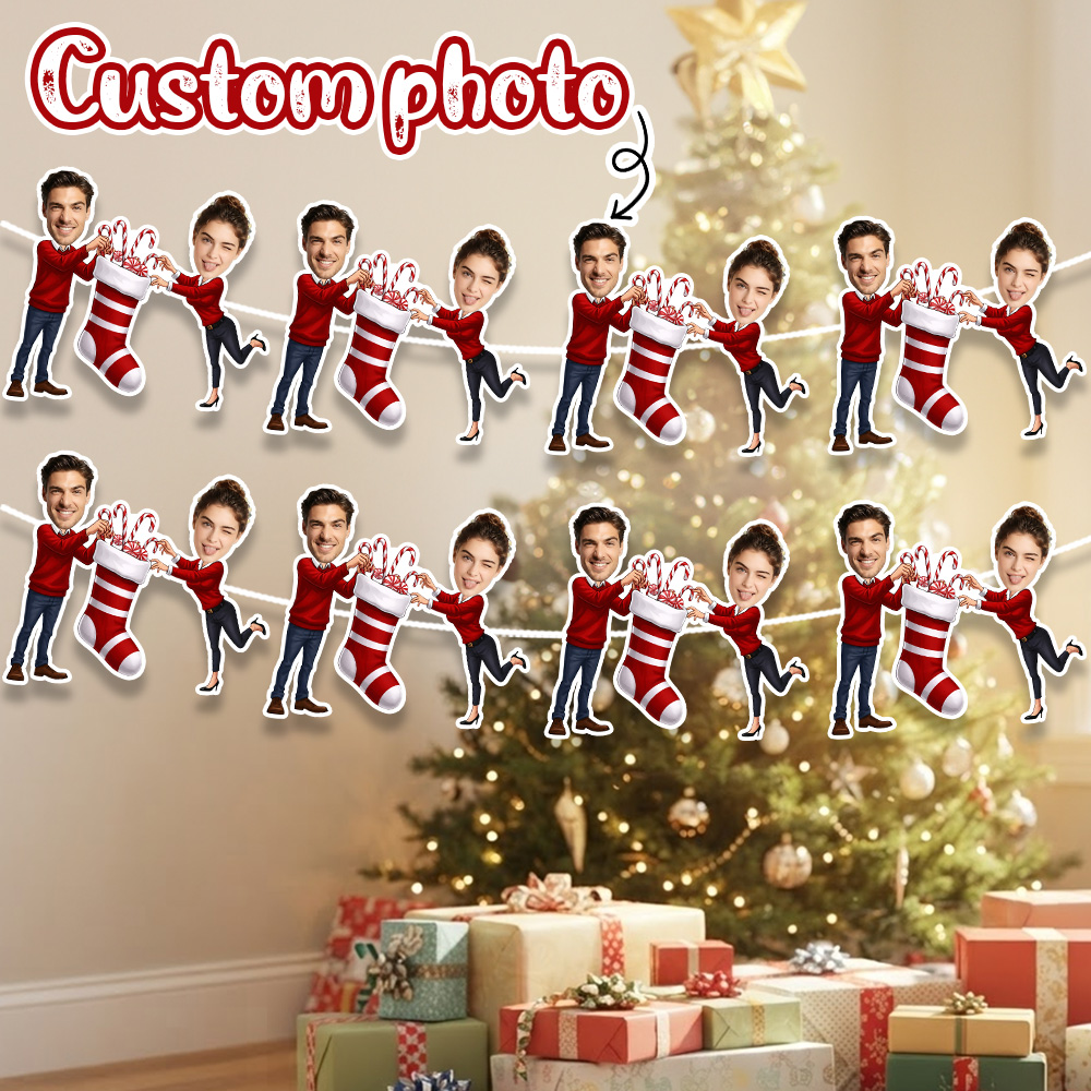 Christmas Stocking Hanging - 8/16/24PC 맞춤형 사진 크리스마스 스타킹 커플