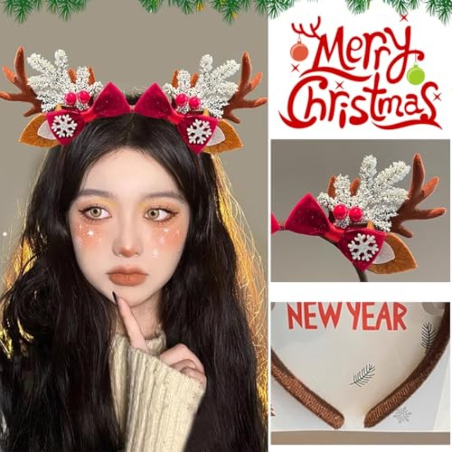 여성용 귀여운 크리스마스 헤어밴드, 순록 뿔 모양 헤어 - Reindeer Antlers Headband 리뷰 및 가격