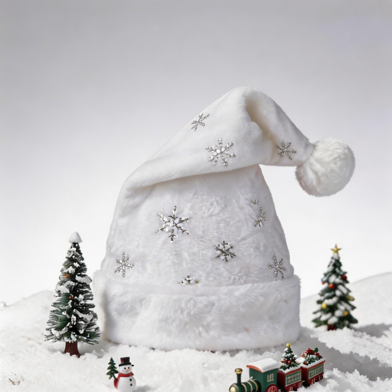 흰색 플러시 크리스마스 모자 금색 은색 스팽글 눈송이  - Santa Hat Plush 리뷰 및 가격