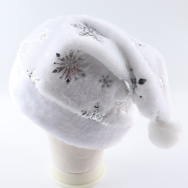 흰색 플러시 크리스마스 모자 금색 은색 스팽글 눈송이  - Santa Hat Plush 리뷰 및 가격