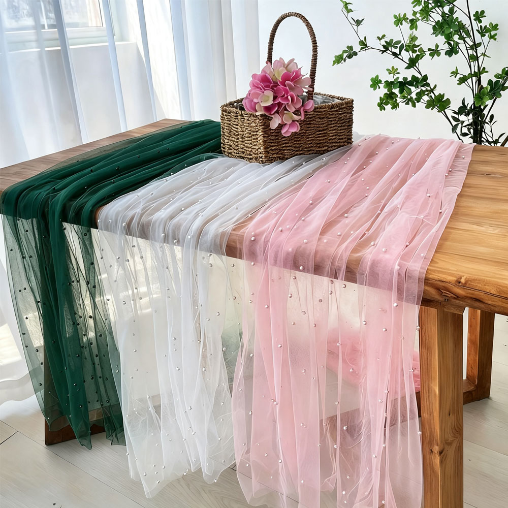 펄 튤 테이블 러너, 다양한 색상 제공, 웨딩, 연회, - Christmas Table Runner 리뷰 및 가격