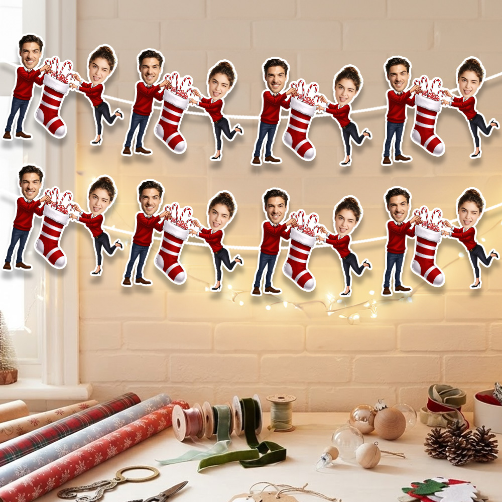 8/16/24PC 맞춤형 사진 크리스마스 스타킹 커플  - Christmas Stocking Hanging 리뷰 및 가격