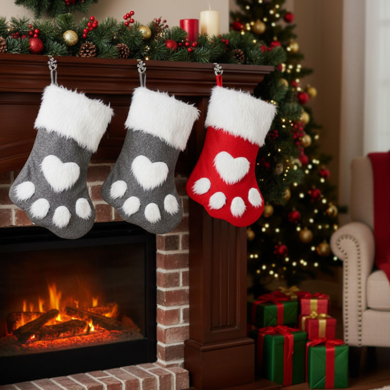 1-10개 크리스마스 애완동물 발바닥 모양 장식품 빨간 - Christmas Stocking Hanging 리뷰 및 가격